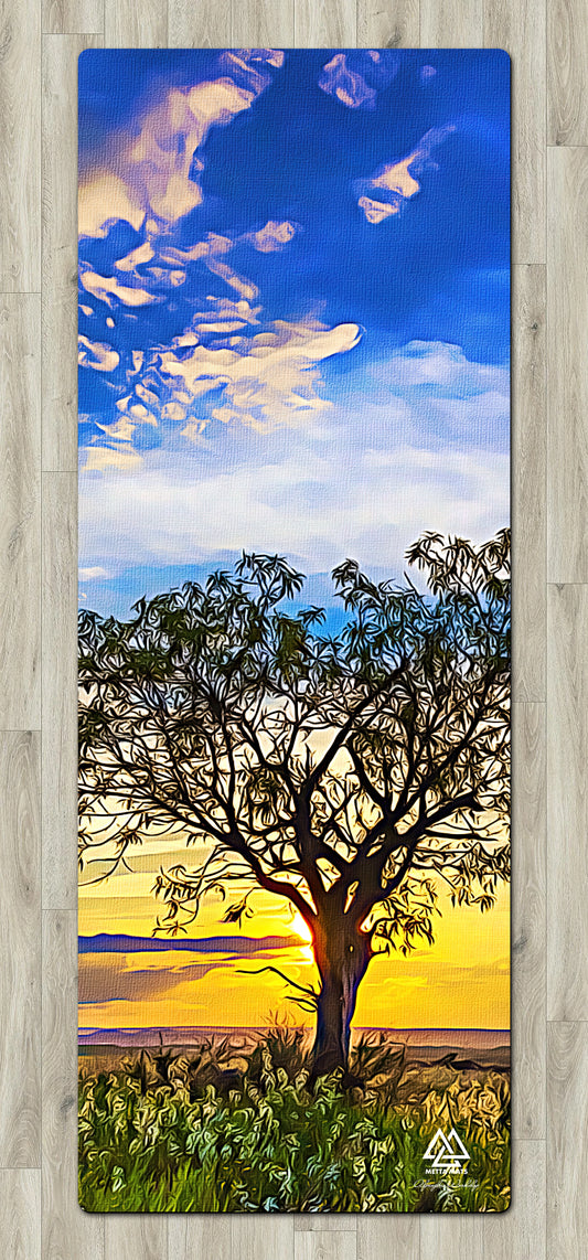 "Solitary Tree at Sundown" Yoga Mat
