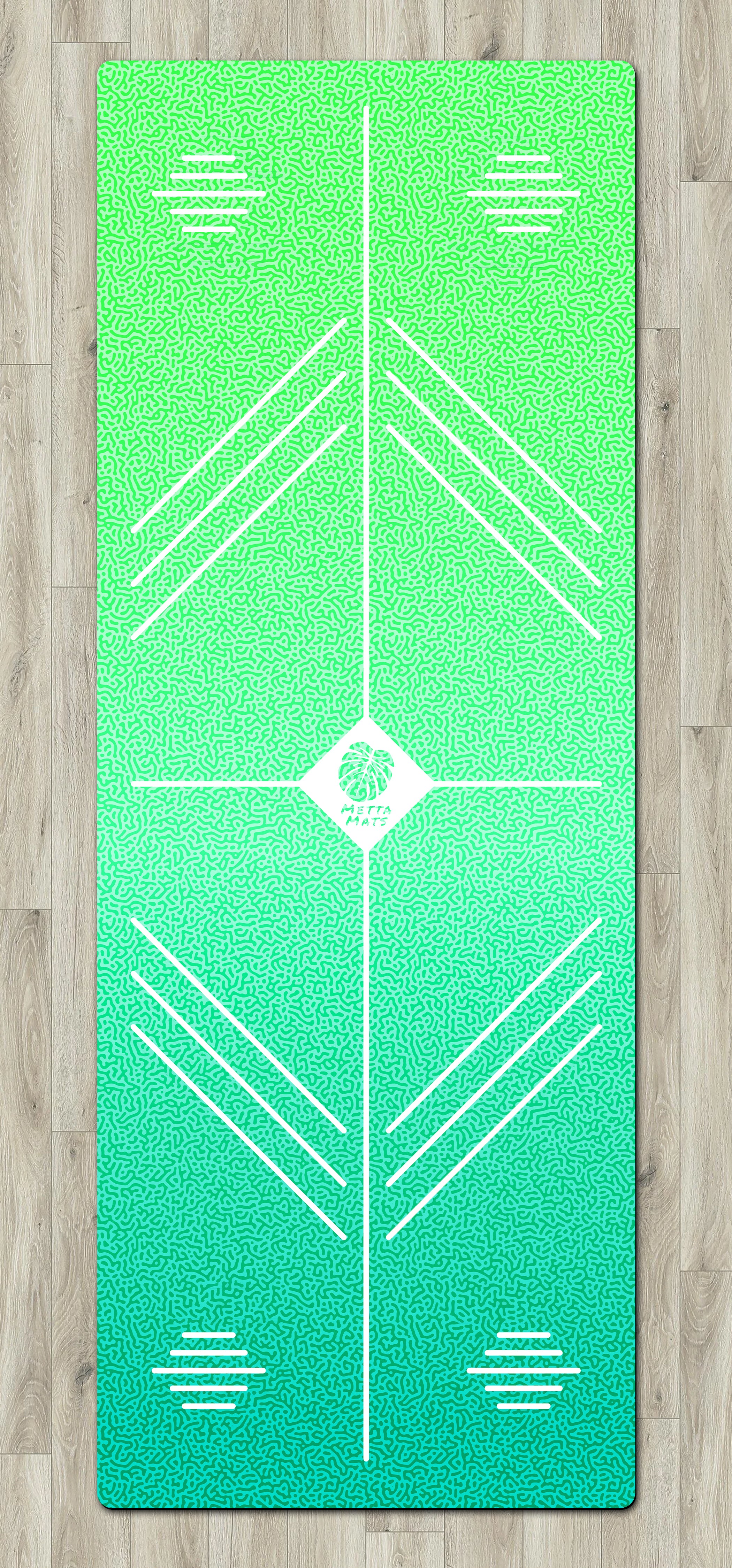 "Green Coral" Alignment Yoga Mat