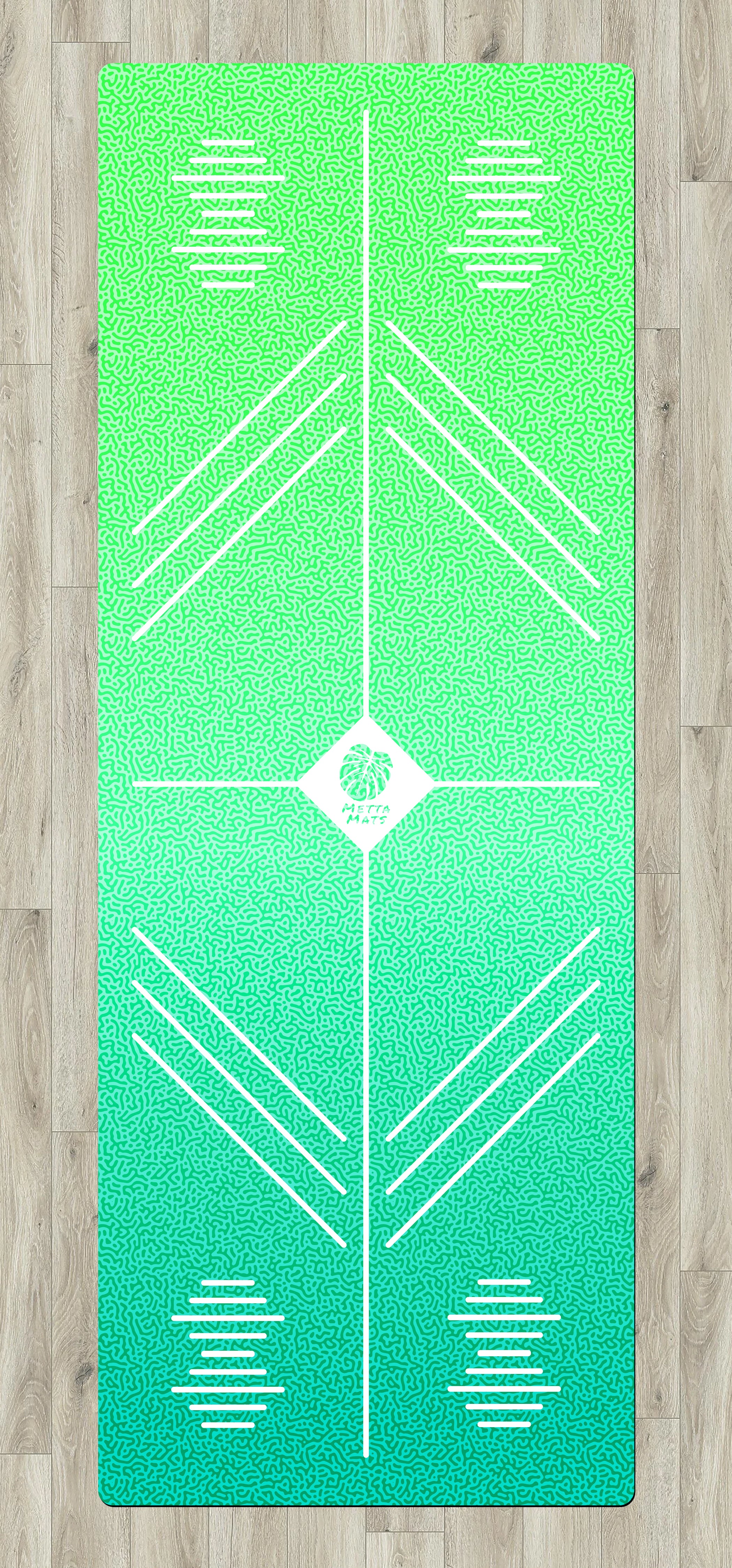 "Green Coral" Alignment Yoga Mat