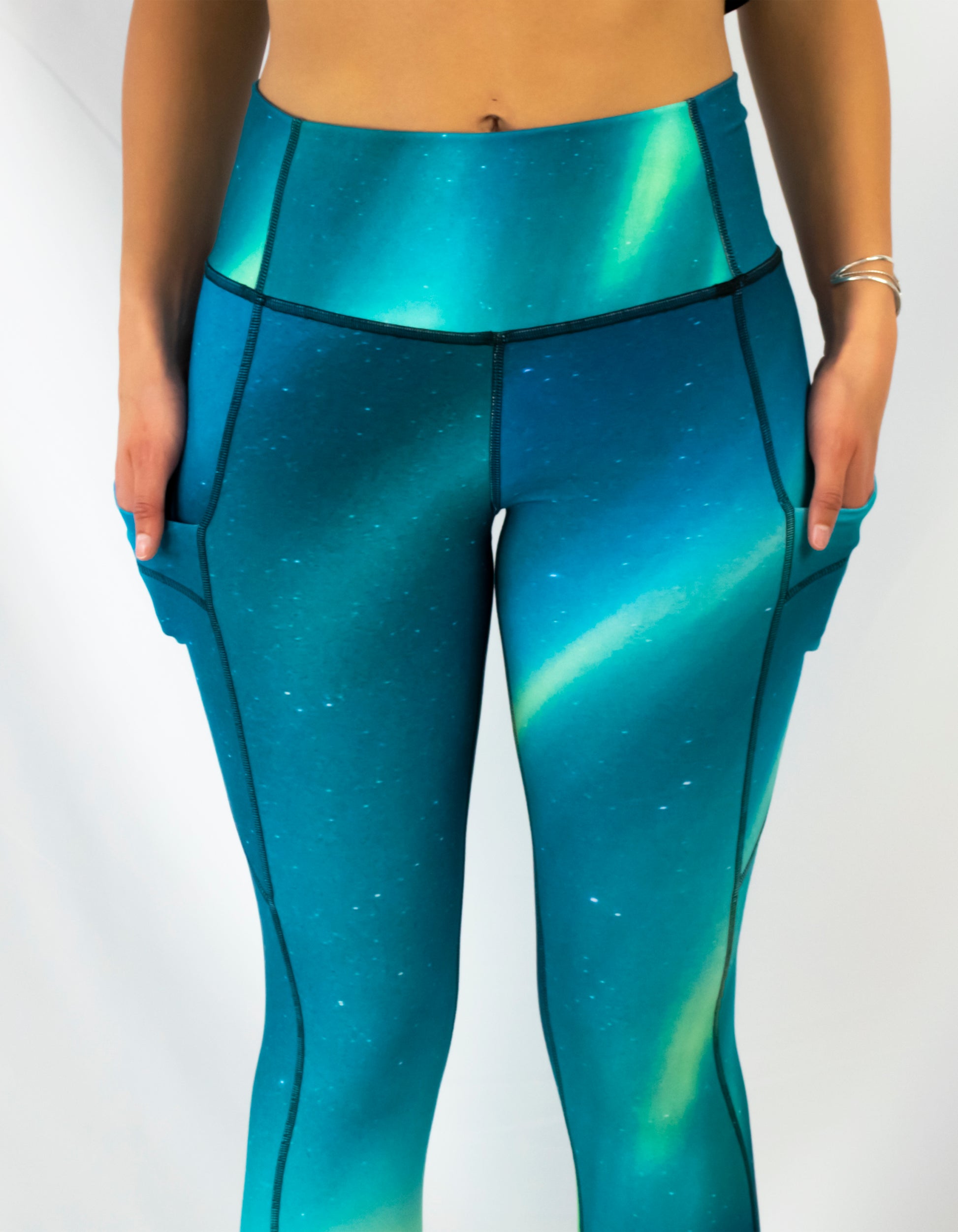 Vibrant Blue and Green Ombre Leggings